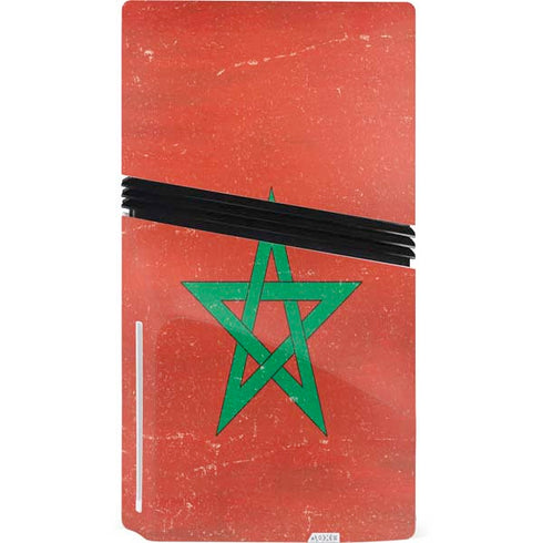 Morocco Flag Distressed PS5 Pro Disk Console Skin